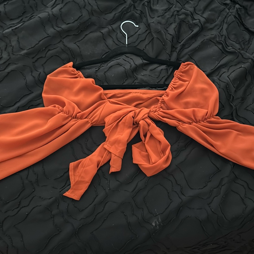 Front Tie Chiffon Burnt Orange / Rust top